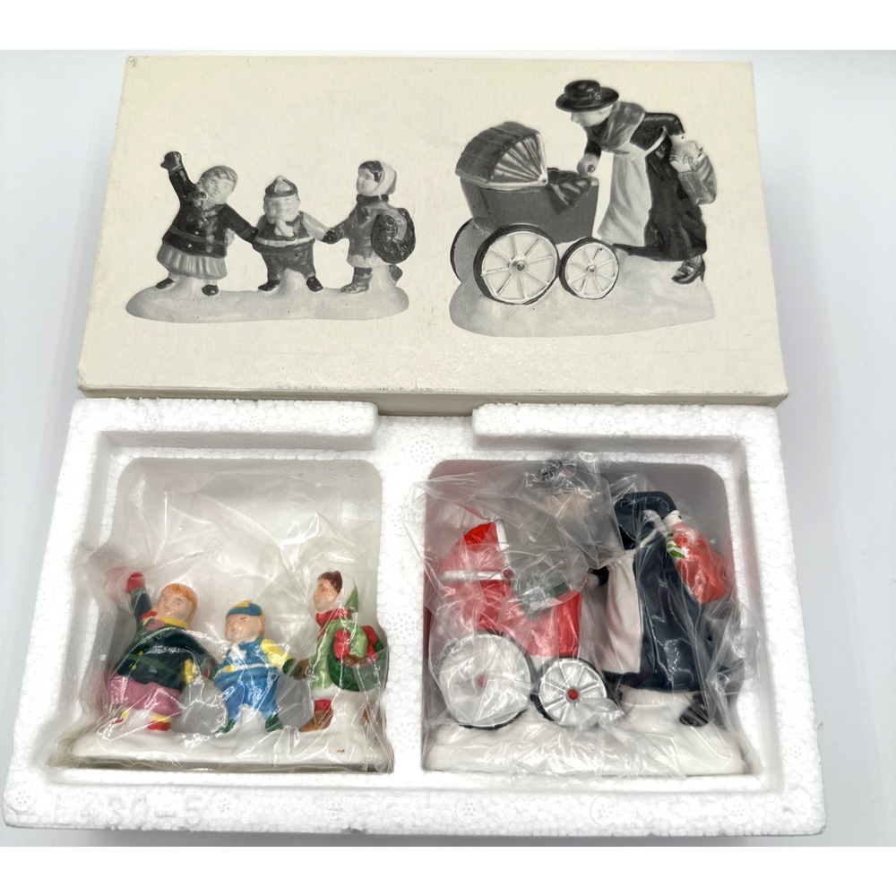 Dept 56 Nanny and the Preschoolers Snow Village 2 Pc Set Retired #5430-5 NEW